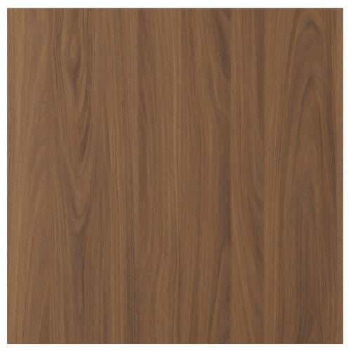 TISTORP walnut-colored wooden door panel, smooth-surfaced, modern design with vertical grain pattern, durable and easy to clean foil finish.