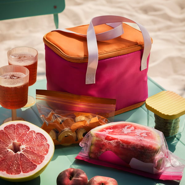 TOFSAND Cooling bag, pink/orange, 26x19x19 cm