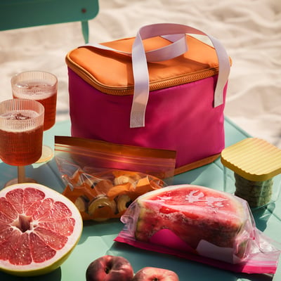 TOFSAND Cooling bag, pink/orange, 26x19x19 cm