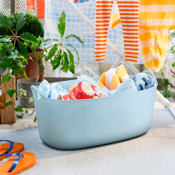 TORKIS Flexi laundry basket, in-/outdoor, pale blue, 35 l