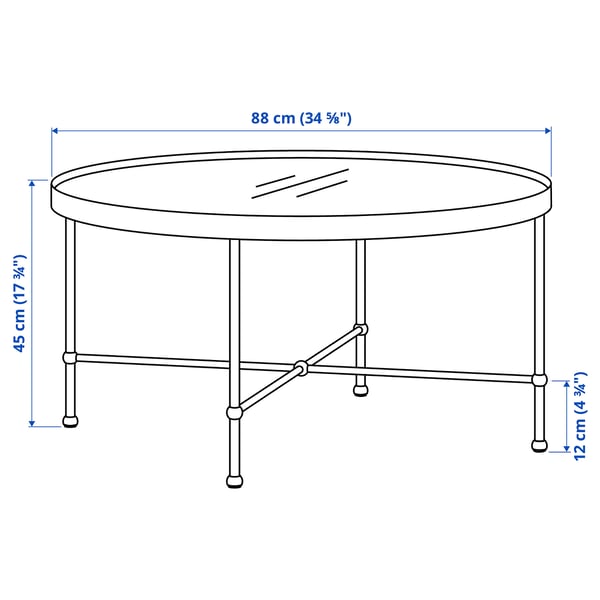 TORSJÖ Coffee table, gold effect/glass, 88 cm