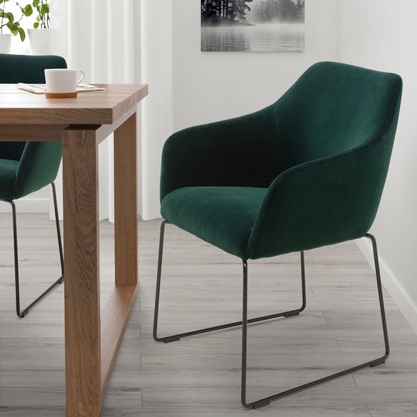 TOSSBERG Chair, metal black/velvet green