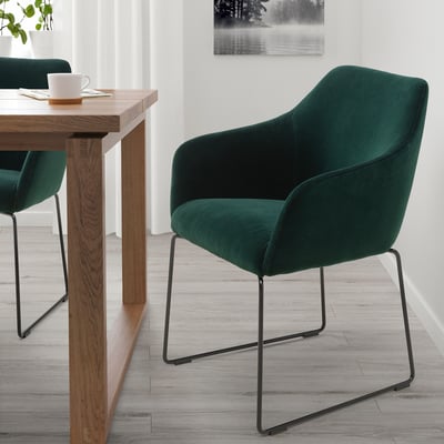 TOSSBERG Chair, metal black/velvet green