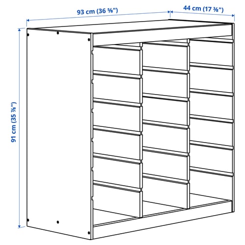 Illustration with measurements for the product: TROFAST.
