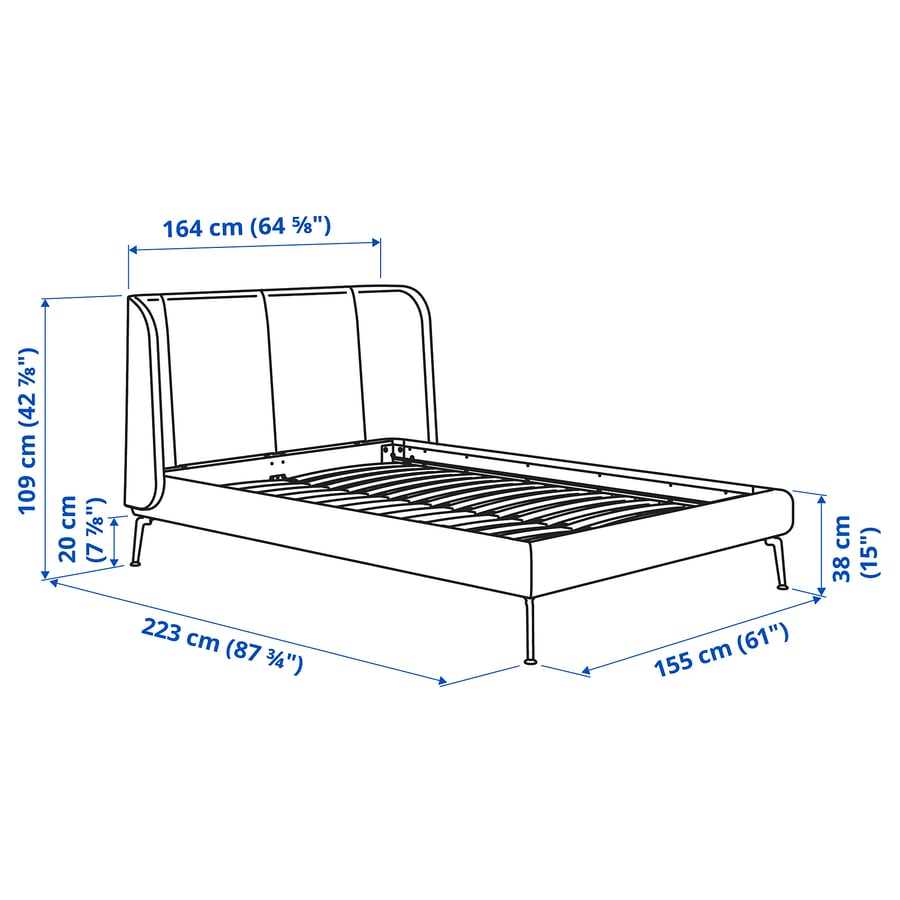 TUFJORD upholstered bed frame, Tallmyra white/black, 140x200 cm IKEA