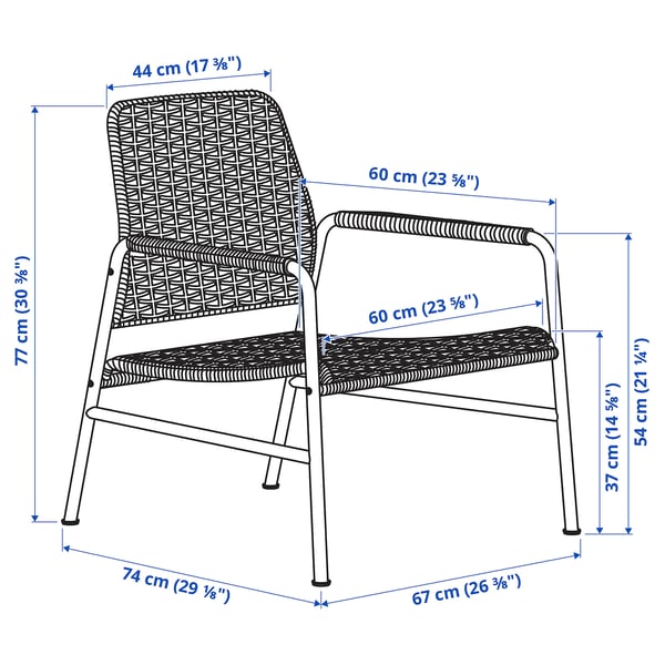 ULRIKSBERG Armchair, rattan/anthracite
