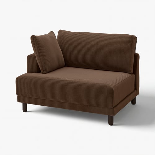 An UPPÅKRA brown sofa module with dark wooden legs. It a modern, minimalist design with a comfortable, upholstered seat and backrest.