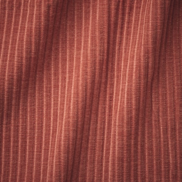 Close-up of soft, striped red fabric, likely from UPPÅKRA sofa, showcasing fine texture and quality.