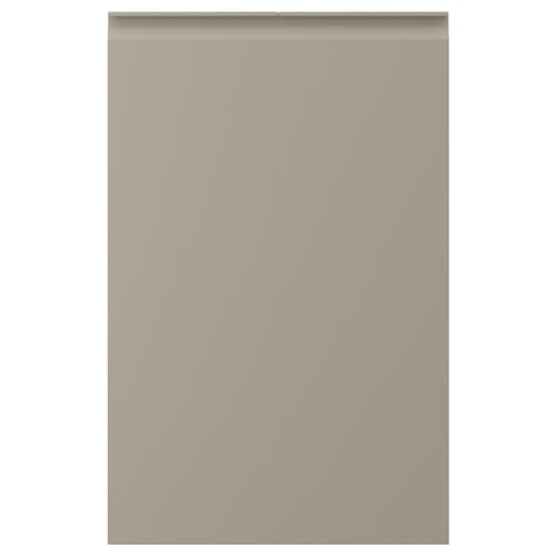UPPLÖV kitchen cabinets in beige with modern, integrated handles and chamfered edges.