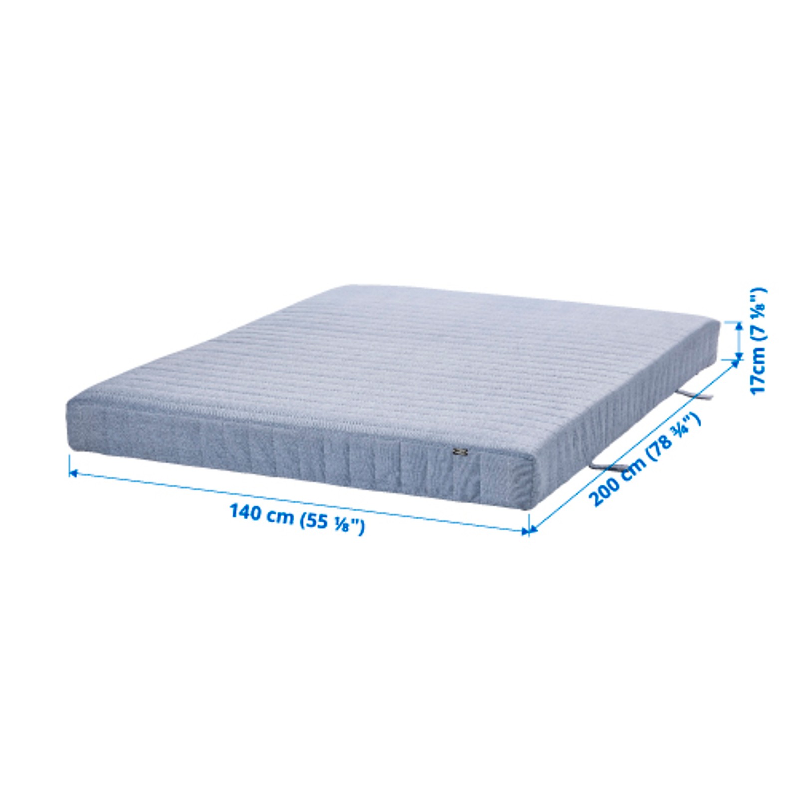 VADSÖ Sprung mattress extra firm/light blue IKEA