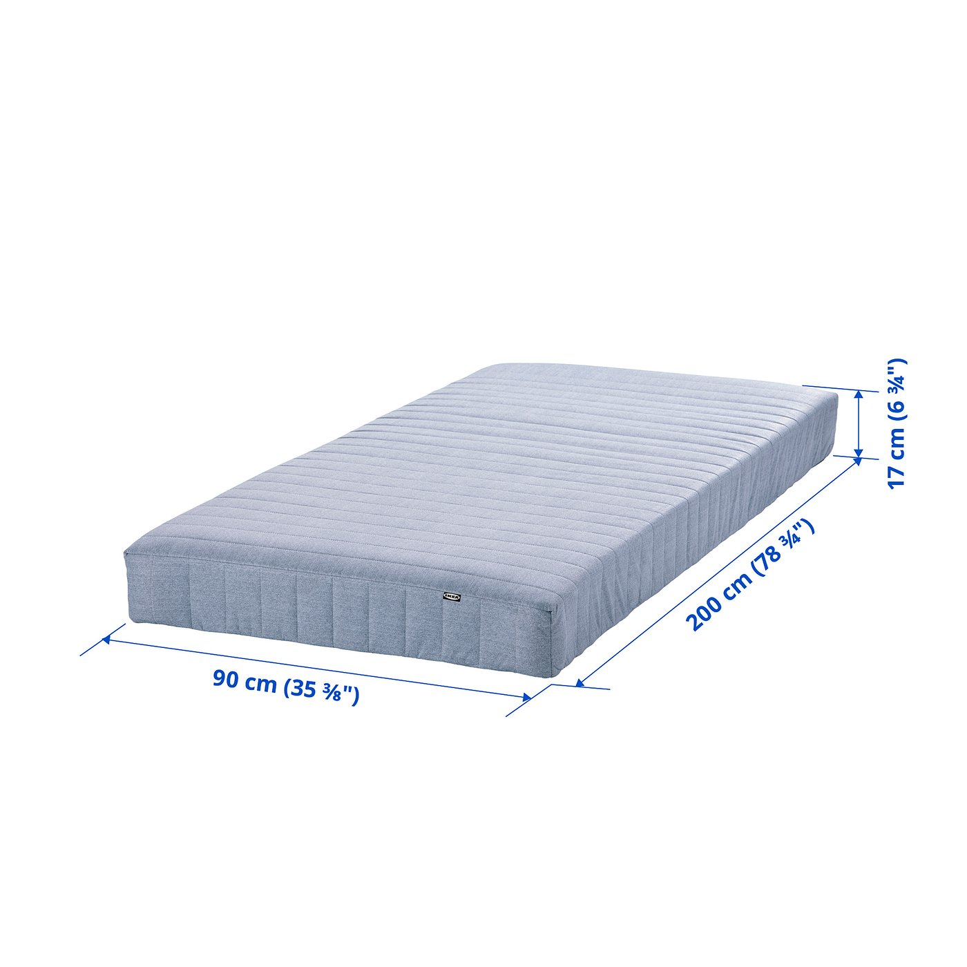 VADSÖ sprung mattress, extra firm/light blue, 90x200 cm - IKEA