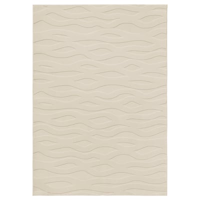 A VÄXELFEL rug, beige, with a soft, wavy 3d pattern made from recycled polyester, rectangular, perfect for floors.