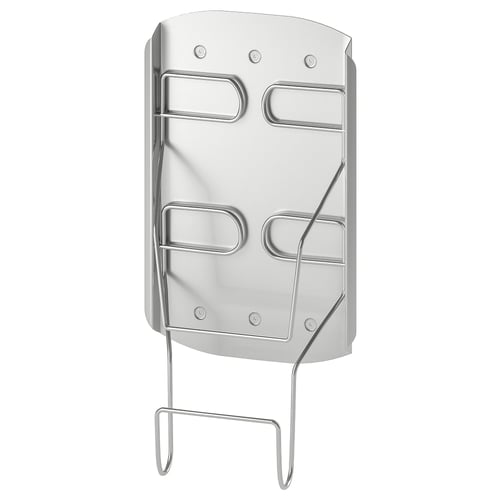 VARIERA silver iron holder, wall mount, keeps iron safe, includes cord holder.