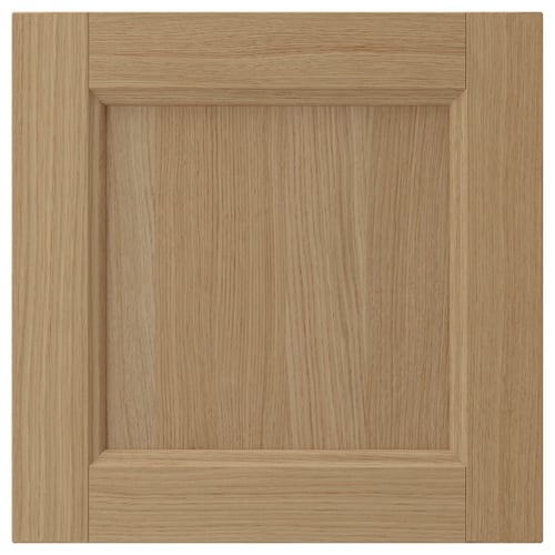 VEDHAMN oak cabinet door, natural wood, rectangular, simple panel design.