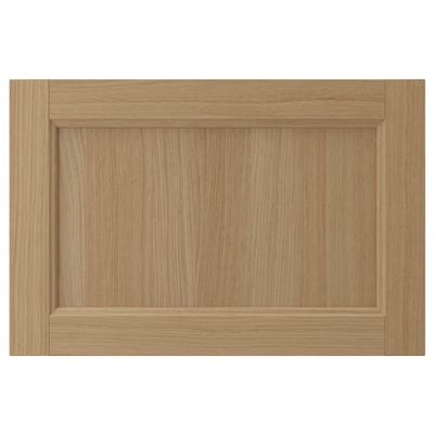 VEDHAMN natural oak wood kitchen cabinet door. Solid oak frame, veneer panel. Rectangle shape. Classic design.