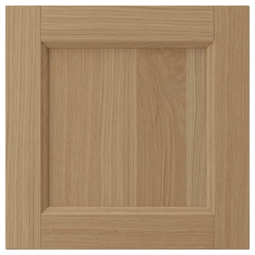 VEDHAMN natural oak cabinet door, square shape, with a sleek wooden grain design.