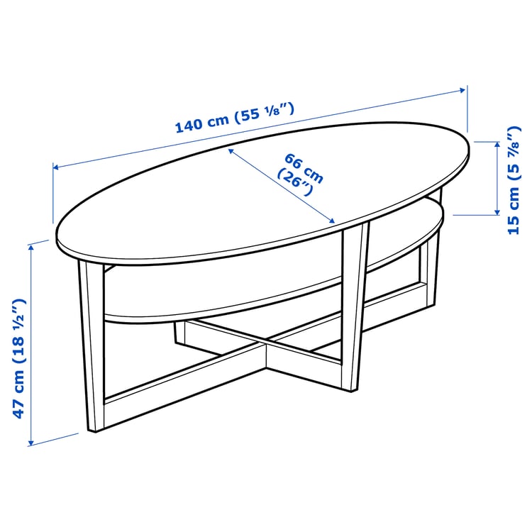 VEJMON Coffee table, white, 140x66 cm IKEA