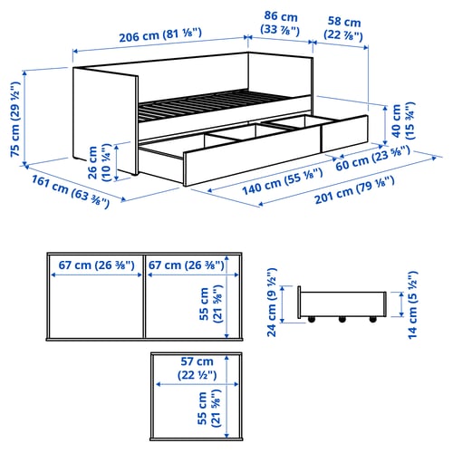 VIHALS Day-bed with storage/1 mattress, white/Ågotnes firm, 80x200 cm
