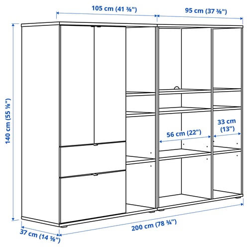Illustration with measurements for the product: VIHALS.