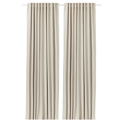VILBORG Room darkening curtains, 1 pair, beige/with heading tape, 145x300 cm
