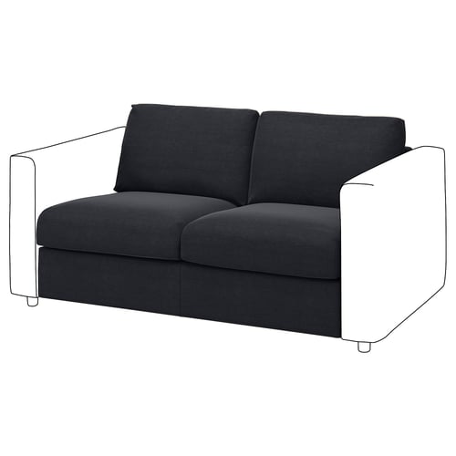 VIMLE dark grey sofa, modern sleek design, adjustable sections, durable fabric.