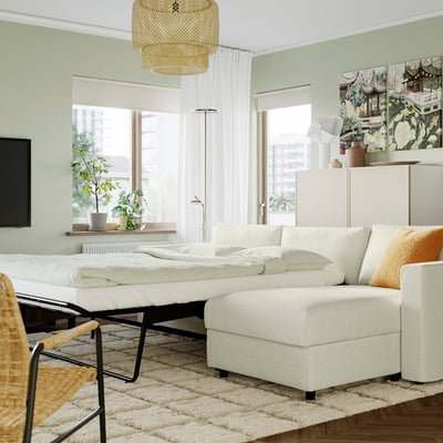 VIMLE 3-seat sofa-bed with chaise longue, Gunnared beige