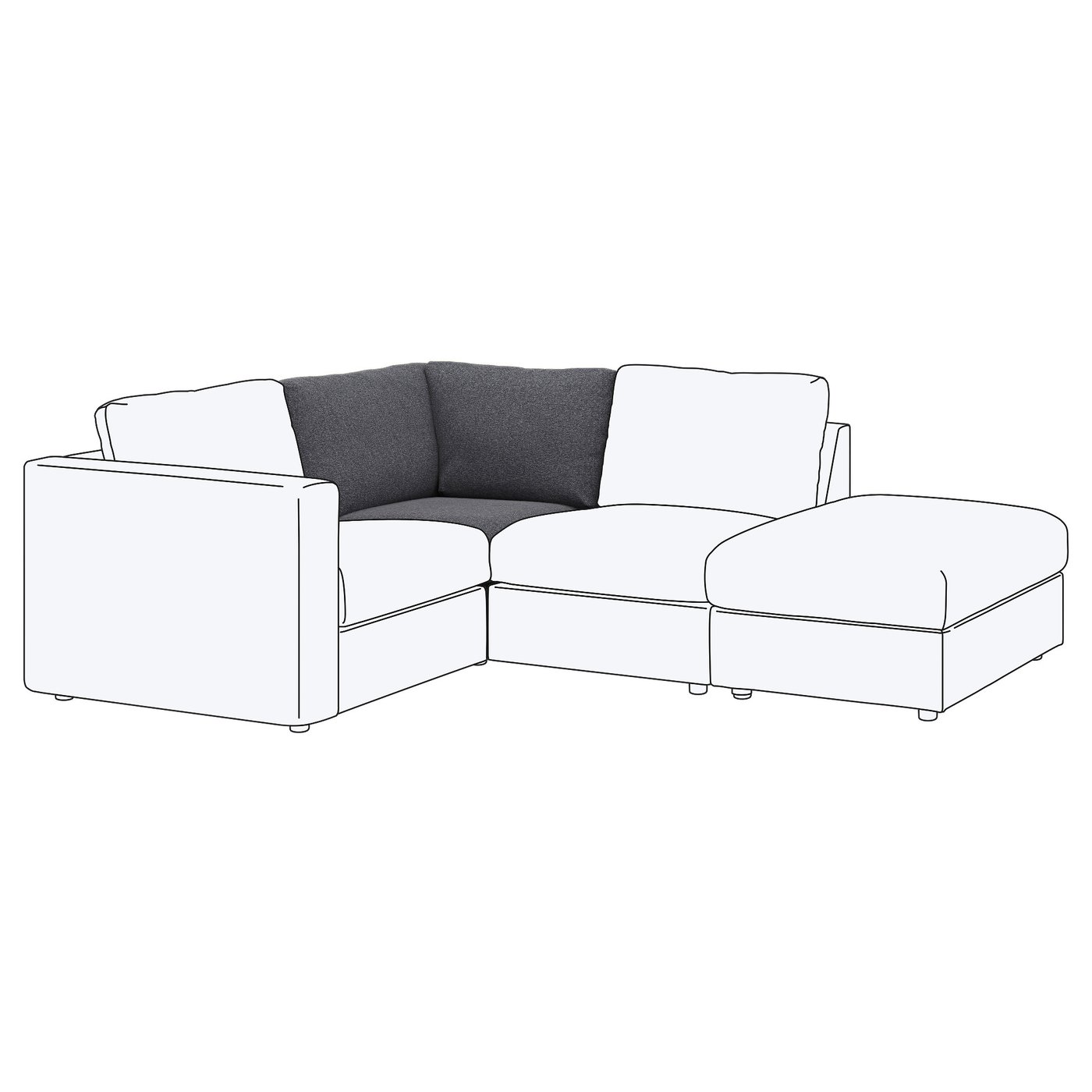 Vimle قسم زاوية Gunnared رمادي معتدل Ikea