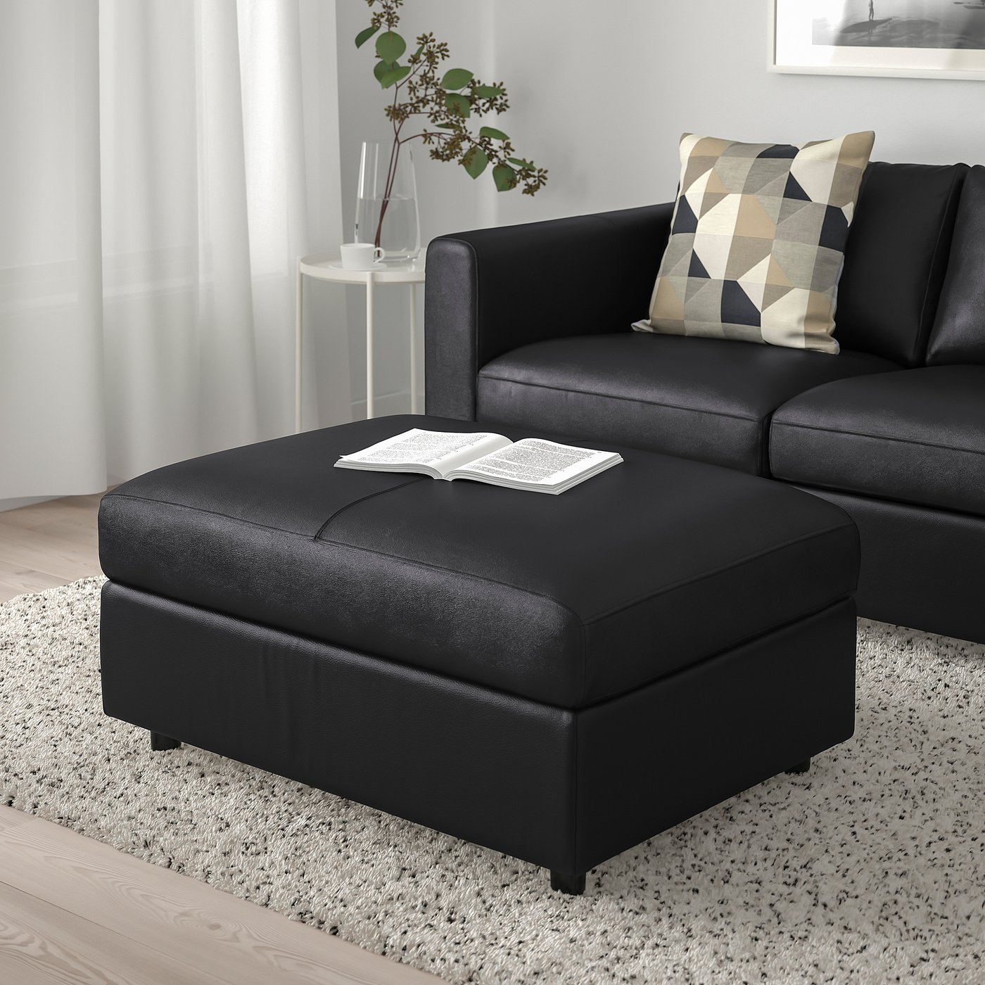 VIMLE footstool with storage, Grann/Bomstad black - IKEA