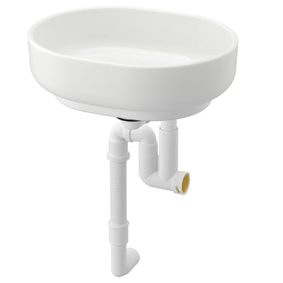 VINDELÄLVEN Countertop wash-basin w water trap, white, 39x31 cm