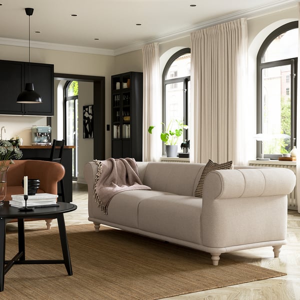 VISKAFORS 3-seat sofa, Lejde light beige/birch