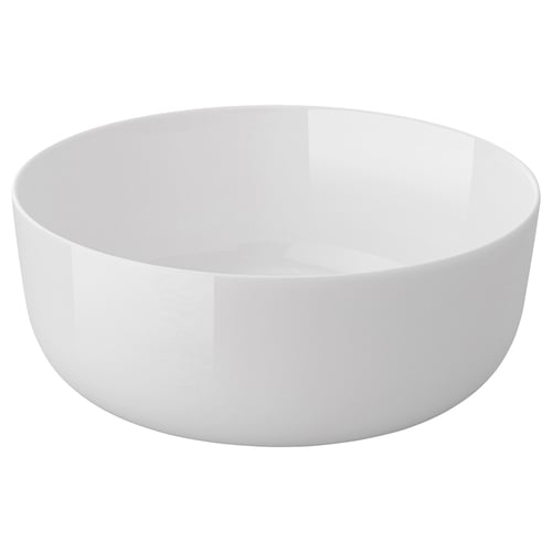 VITBLECKA, white tempered glass bowl, round shape, sleek design.