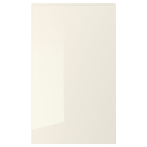 VOXTORP door, beige gloss finish, smooth integration, high-quality fiberboard, easy-to-clean.