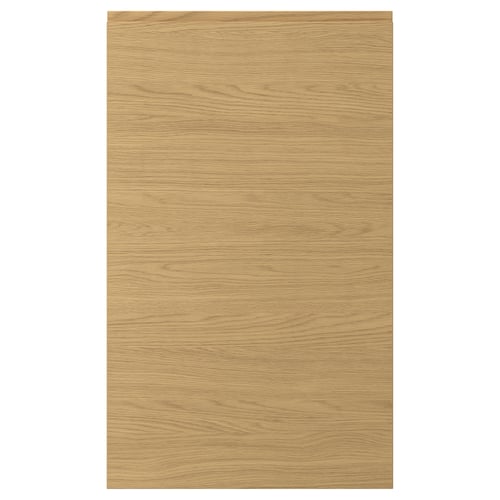 VOXTORP door in oak finish, sleek design with integrated handles, smooth surface, modern look.
