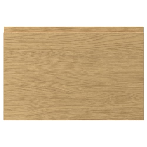 VOXTORP oak finish drawer fronts, modern sleek design with integrated handles, resistant smooth surface.