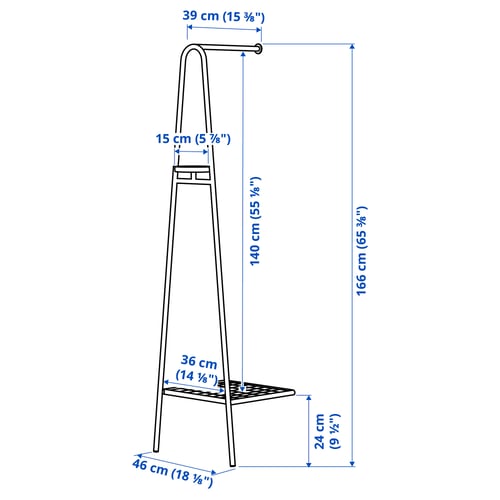 Illustration with measurements for the product: ÄLGANÄS.