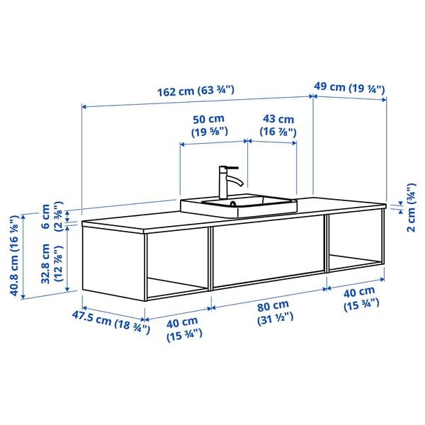 Illustration with measurements for the product: ÄNGSJÖN.