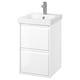 ÄNGSJÖN white bathroom cabinet, sleek design, 2 drawers, ceramic sink, minimalist handles.