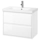 White ÄNGSJÖN bathroom cabinet, modern design with 2 drawers, ceramic sink, chrome faucet.