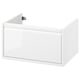 ÄNGSJÖN white glossy bathroom cabinet with integrated handles and drawer.