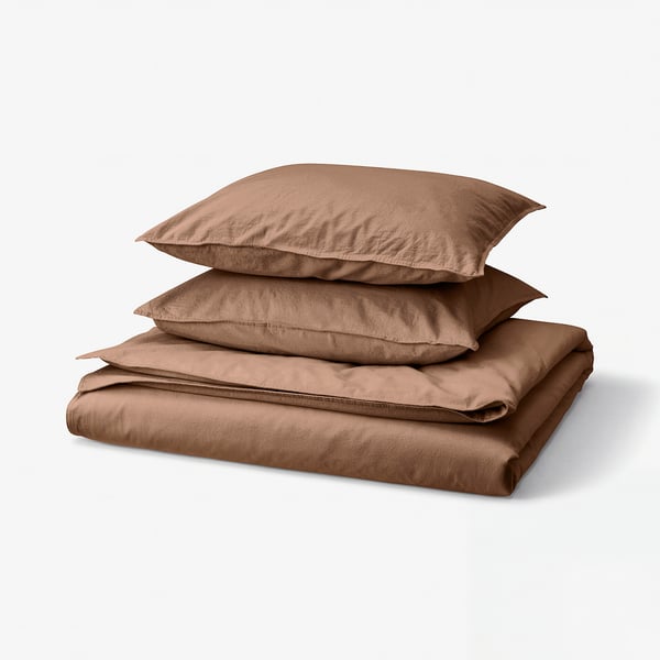 ÄNGSLILJA Duvet cover and 2 pillowcases, light brown, 240x220/50x60 cm