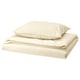 ÄNGSLILJA bedding set in natural beige, featuring soft pre-washed cotton duvet cover with bottom closure and matching pillowcase.