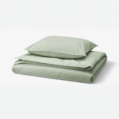 ÄNGSLILJA Duvet cover and pillowcase, pale grey-green, 150x200/50x60 cm