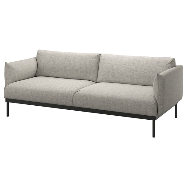 Arylind sofa, grey, fabric, modern square shape, thin metal legs