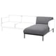 Modern grey sofa, minimalist design with slim black legs, left-facing chaise.