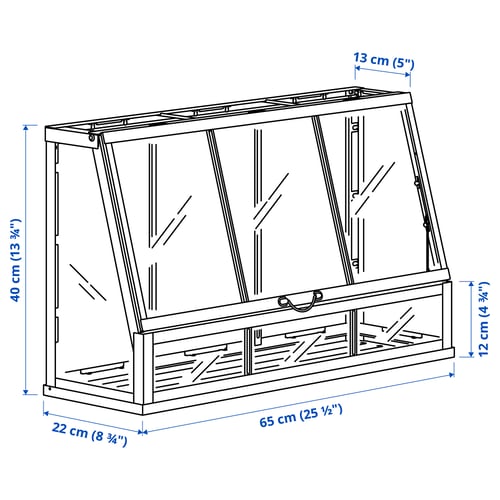 Illustration with measurements for the product: ÅKERBÄR.