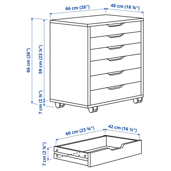 Illustration with measurements for the product: ALEX.