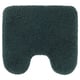 Dark green, rectangular bath mat with a cutout centre, plush texture, recycled polyester.