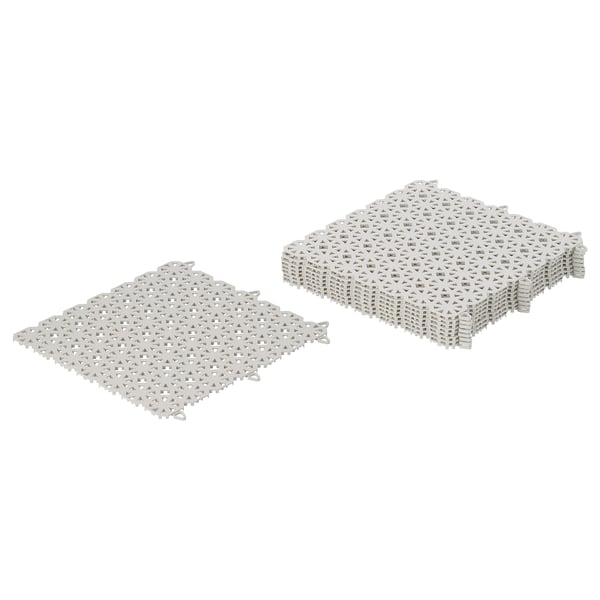 Interlocking grey plastic mats for balconies, customizable.