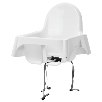 A white ANTILOP high chair made of polypropylene plastic, with a square seat, curved backrest, and adjustable legs.