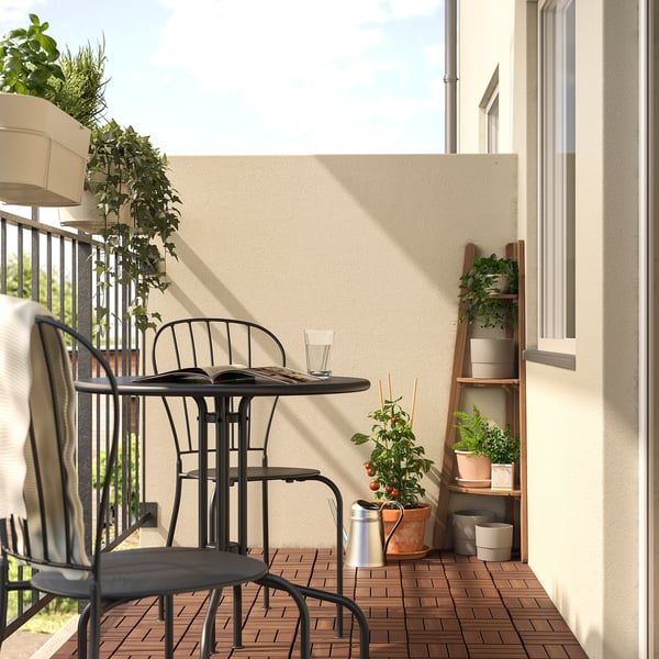 Balcony with ASKHOLMEN plant stand & small table for relaxation